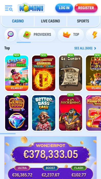 Nomini Casino Spielauswahl